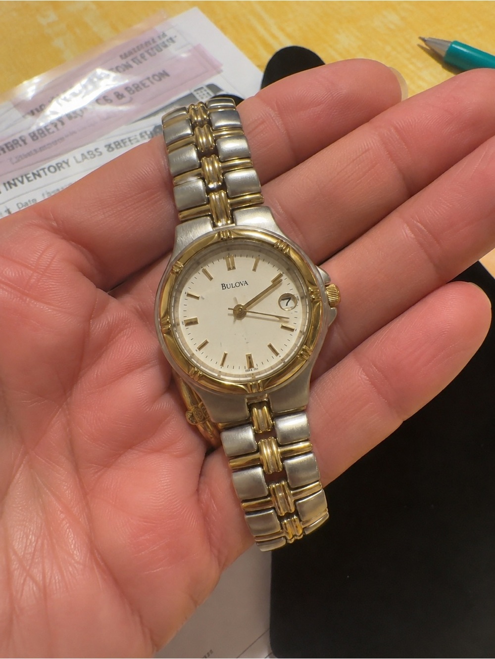 Bulova Women’s Two Tone Quartz Watch White Dial Date Japan Movement